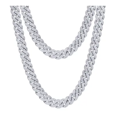 (24) Jewelco London Silver CZ Set Cuban Chain 14.0mm - ABB200