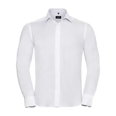 (15.5inch, White) Russell Collection Mens Long Sleeve Ultimate Non-Iron Shirt