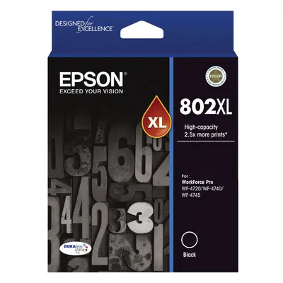 GENUINE Original Epson 802XL Black High Capacity Ink Cartridge Toner T356192