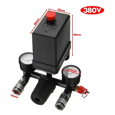 (Type B: 380V) Air Compressor Pressure Switch Control Valve Manifold Regulator Gauges With Quick