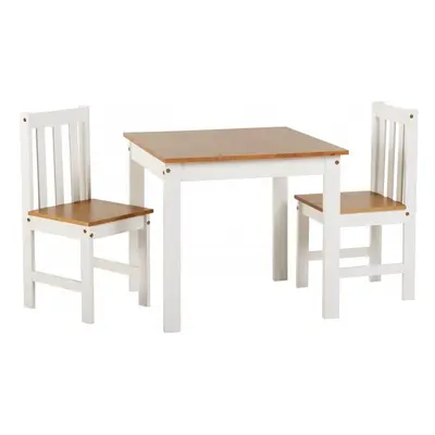 Seconique Ludlow 1+2 Small Dining Set - Table & Chairs - White & Oak