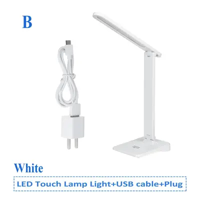 (white shell table lamp + USB cable line + power adapter) USB Touch Diming LED Desk Lamp Modes A