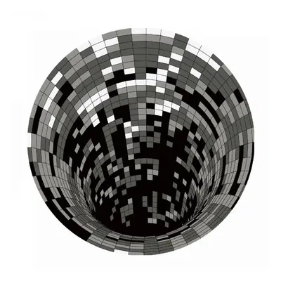 (Black, 60*60cm/23.62*23.62in) 3D Space Round Carpet Checkered Vortex