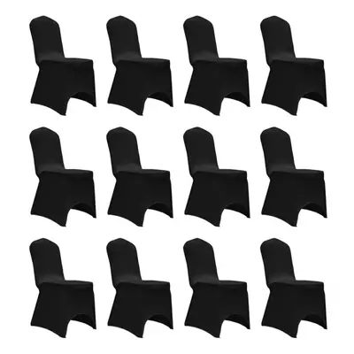 vidaXL 12x Chair Cover Stretch Black Banquet Seat Spandex Dining Chairs Covers