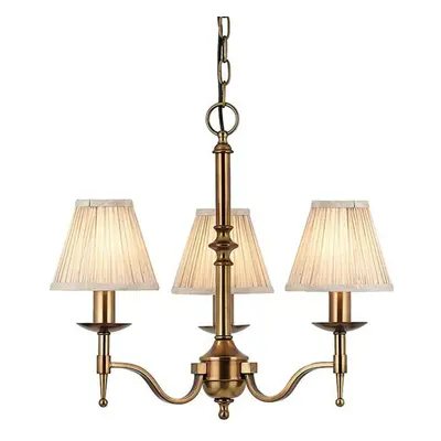 Avery Ceiling Pendant Chandelier Light Lamp Antique Brass & Beige Pleat Shade