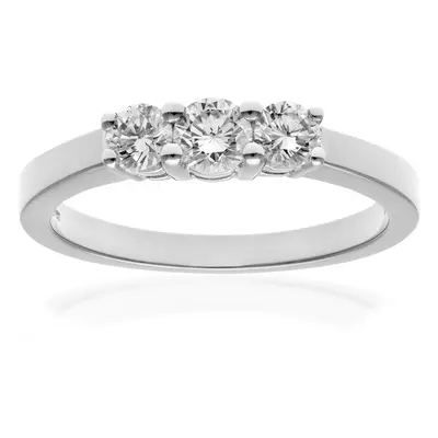 (M) Jewelco London 18ct Diamond White Gold Trilogy Ring, H/SI Certified Diamonds, Round Brillian