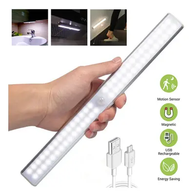 (60LED USB Charge, White Light) Wireless LED Cabinet Night Light Motion Sensor Light Closet Nigh