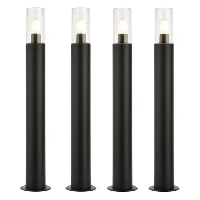 4 PACK Outdoor Bollard Post Light - 15W E27 LED - 800mm Height - Stainless Steel