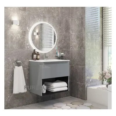 (3-Drawer 120cm, Gold ) Furneo Bathroom Vanity Unit Floating Storage Basin Gloss Grey 60/80/120c