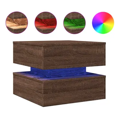 vidaXL Coffee Table with LED Lights End Table Side Tea Sofa Table Brown Oak