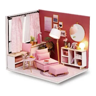 () Happiness Time Living Room Corner DIY Doll House With Furniture Music Light Cover Miniature M