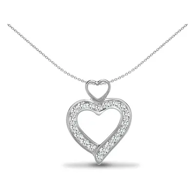 Jewelco London Ladies Solid 18ct White Gold Channel Set Round G SI1 0.36ct Diamond Love Heart Ch