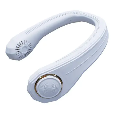 (White, 4000mAh) 4000mAh Portable Neckband Fan Neck Hanging Fan USB Rechargeable Air Cooler Fans