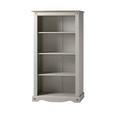 Corona Grey Wax Medium Bookcase Solid Pine Furniture