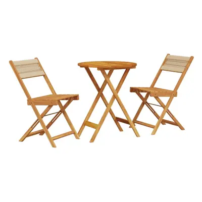 vidaXL Bistro Set Piece Outdoor Bar Set Beige Polypropylene and Solid Wood