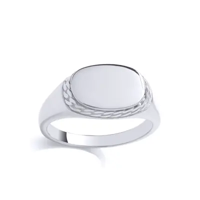 (U) Jewelco London Mens Sterling Silver Oval Signet Ring Signet Ring - GVR984