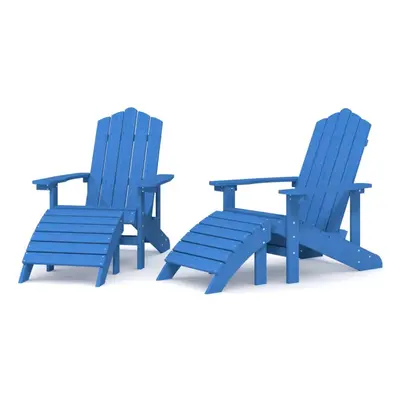 (aqua blue) vidaXL Garden Adirondack Chair with Footstool Outdoor Chair Armchair HDPE