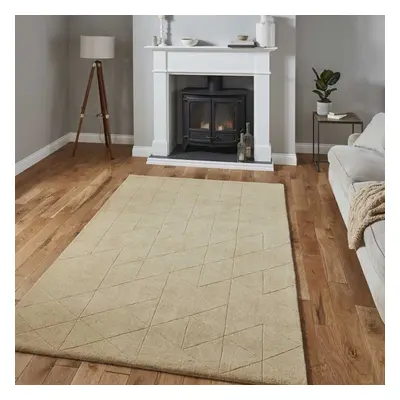 (120x170cm) Modern Kasbah KB2025 Geometric Wool Rugs in Beige Soft Hand Made Mats