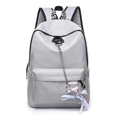 (Gray) 17L Outdoor Travel Backpack Waterproof Nylon School Rucksack Girls Women Bag With Headpho