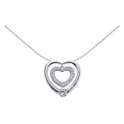 Jewelco London Ladies Sterling Silver Cubic Zirconia Love Heart Pendant Necklace inch - GVP236