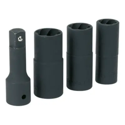 4pc Wheel Nut / Removal Flip IMPACT Socket Set - 1/2" Drive - Fluted Extension