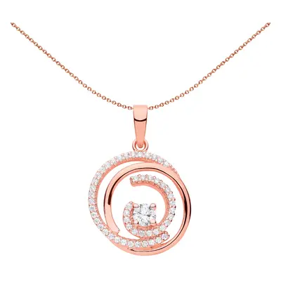 Jewelco London Ladies Rose Gold-Plated Sterling Silver CZ Tornado Spiral Solitaire Cluster Penda