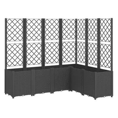 vidaXL Garden Planter with Trellis Outdoor Flower Pot Planter Pot Box Black PP