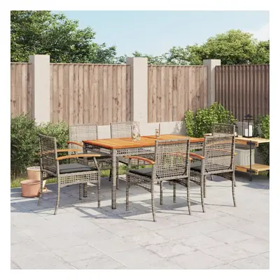 vidaXL Garden Dining Set Piece with Cushions Outdoor Chair Grey Poly Rattan