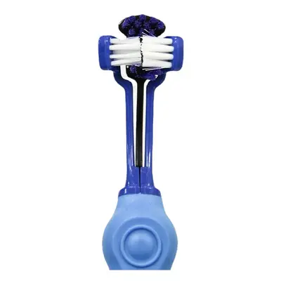 (Blue) Three Head Large Pet Toothbrush Oral Cleaning