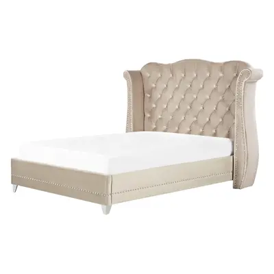 Slatted Bed AYETTE x cm (EU King Size) Velvet Beige