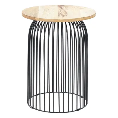 Wire Frame Mango Wood Side Table Light and Black WILLS