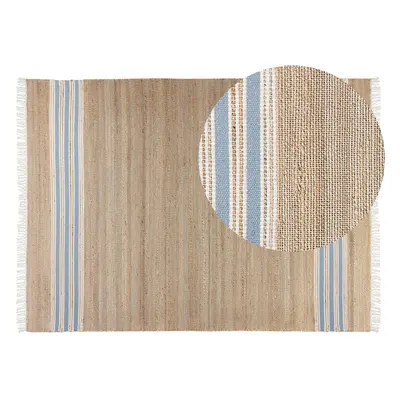 Jute Area Rug x cm Beige and Light Blue MIRZA