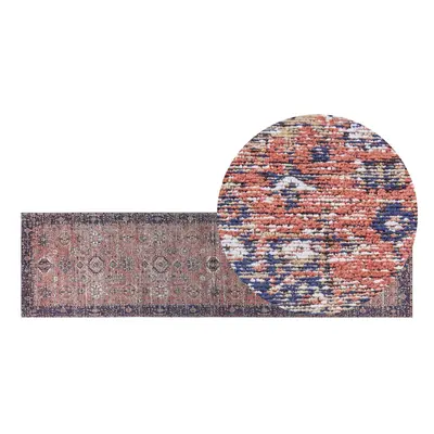 Cotton Runner Rug x cm Red and Blue KURIN