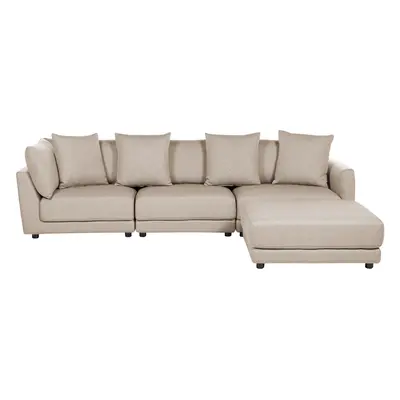 3 Seater Fabric Sofa with Ottoman Beige SIGTUNA