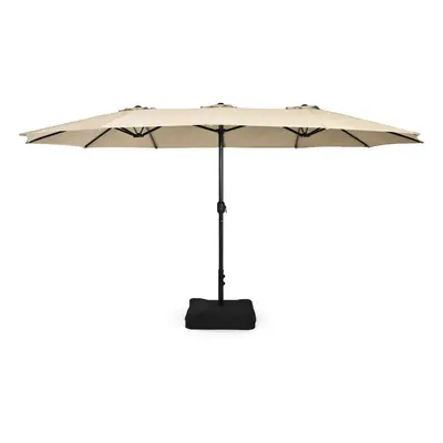 450cm Double-Sided Patio Umbrella w/ Base & Hand-Crank System