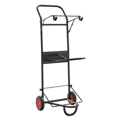 vidaXL Saddle Trolley Foldable Tack Cart Storage Hand Truck Dolly Black Steel