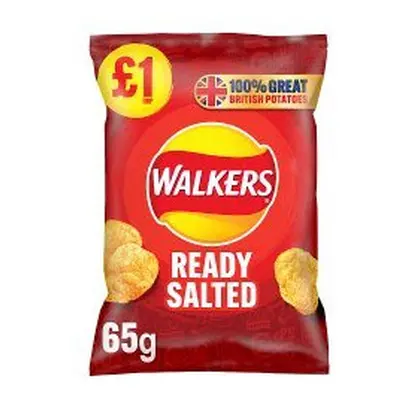 Walkers Ready Salted Crisps 65g (Pack of 15)