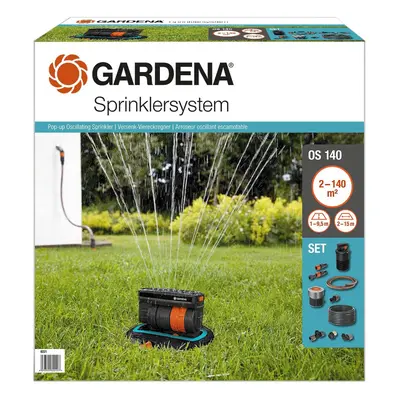 Gardena Sprinkler System Complete Set with Sversive Quadrangers OS 140: Irrigation System for Sq