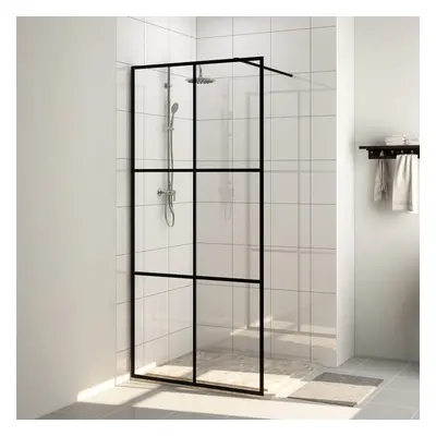 vidaXL Walk-in Shower Wall with Clear ESG Glass Black Shower Screen Partition