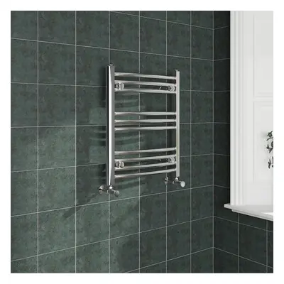 (600x500mm, Chrome) NRG Curved Central Heating Towel Rail Bathroom Heated Rad Radiators Ladder W