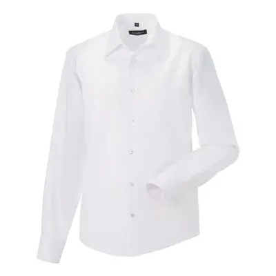 (15in, White) Russell Mens Ultimate Non-Iron Tailored Long-Sleeved Formal Shirt