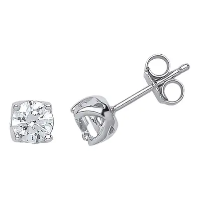 Jewelco London Ladies Sterling Silver Cubic Zirconia Solitaire Stud Earrings - GVE532