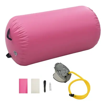 vidaXL Inflatable Gymnastic Roll with Pump PVC Pink Training Cylinder Gym