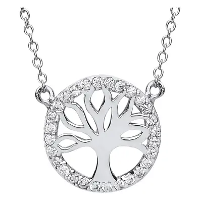 Jewelco London Ladies Sterling Silver Cubic zirconia Tree of Life Charm Necklace + inch - GVK160