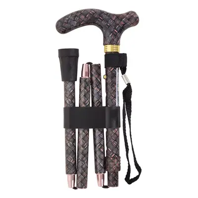 Deluxe Ambidextrous Foldable Walking Cane - Height Settings - Maze Design