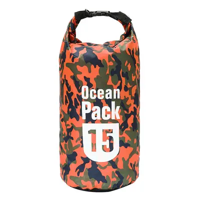 (Orange) 15L Waterproof Bag Camping Rafting Storage Dry Bag Swimming Bag Lightweight Diving Floa