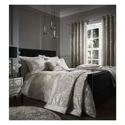 Catherine Lansfield Crushed Velvet Double Duvet Set Natural