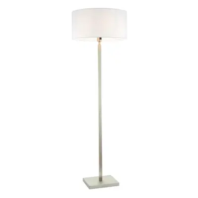 Floor Lamp Light Matt Nickel & Vintage White Fabric 60W E27 Base & Shade