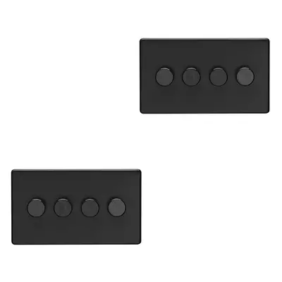 2 PACK Gang Dimmer Switch Way LED SCREWLESS MATT BLACK Light Dimming Wall