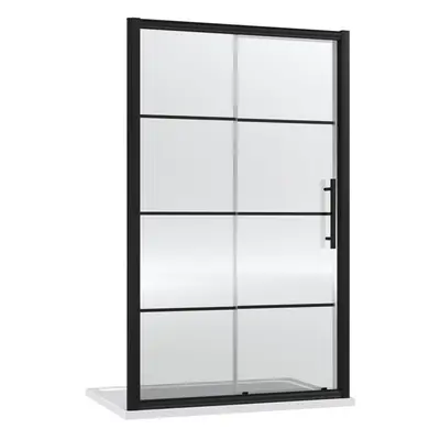 Sonic 8mm Toughened Safety Glass Single Sliding Shower Door, Black, 1400mm - Balterley